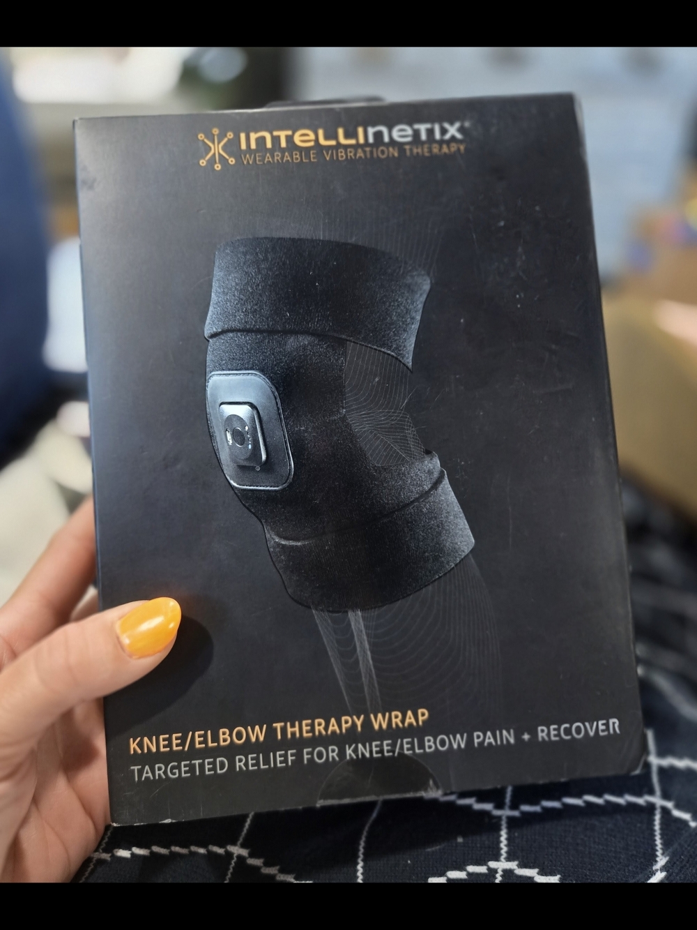 Intellinetix Wearable Vibration Therapy Knee & Elbow Wrap - Black/Orange
